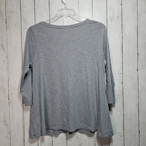 LOGO by Lori Goldstein Gray Embellished Sequin & Bead Tunic Shirt Size Medium. - Picture 7 of 7